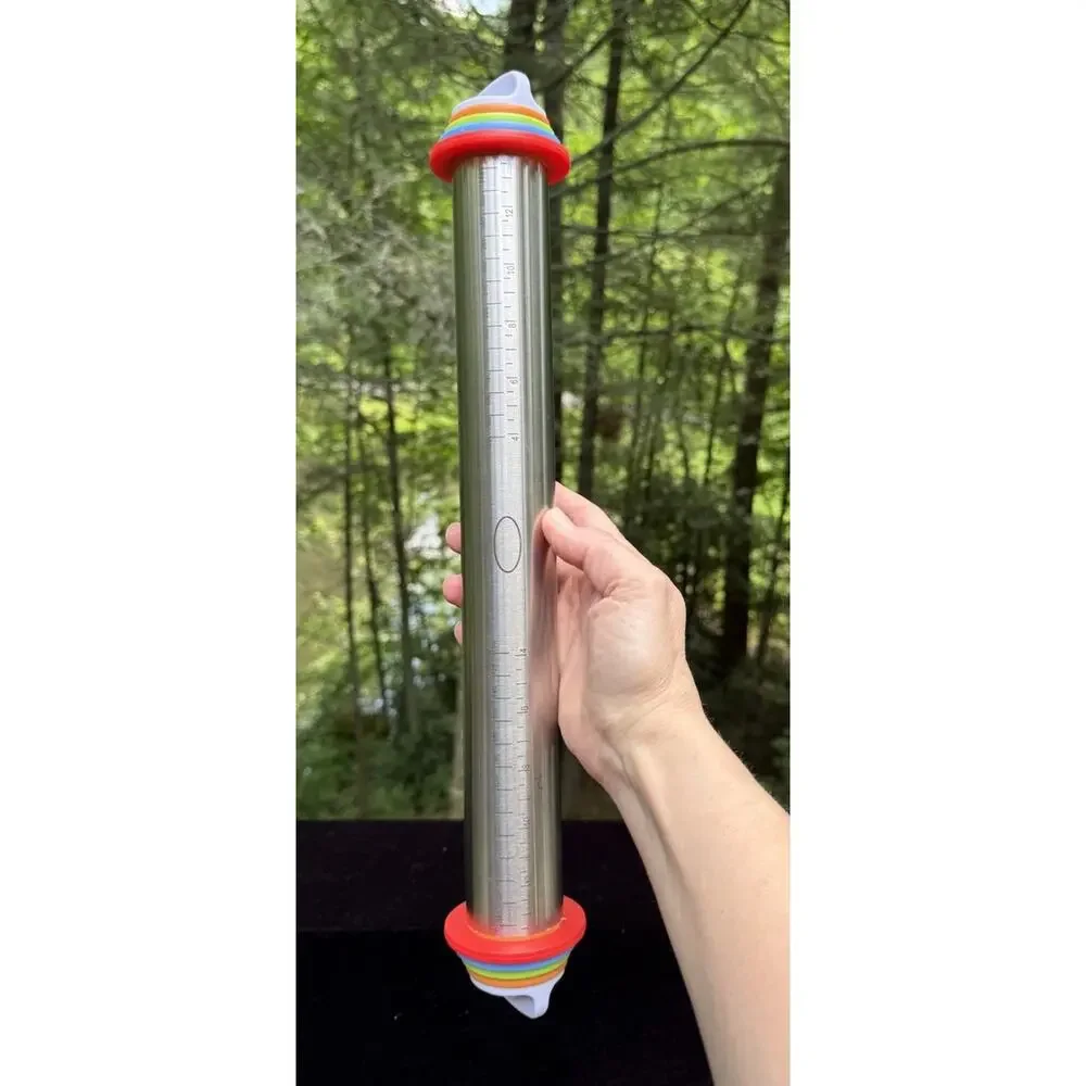 Quellance Rolling Pin 4 X Adjustable Thickness Stainless Steel Dishwasher Safe